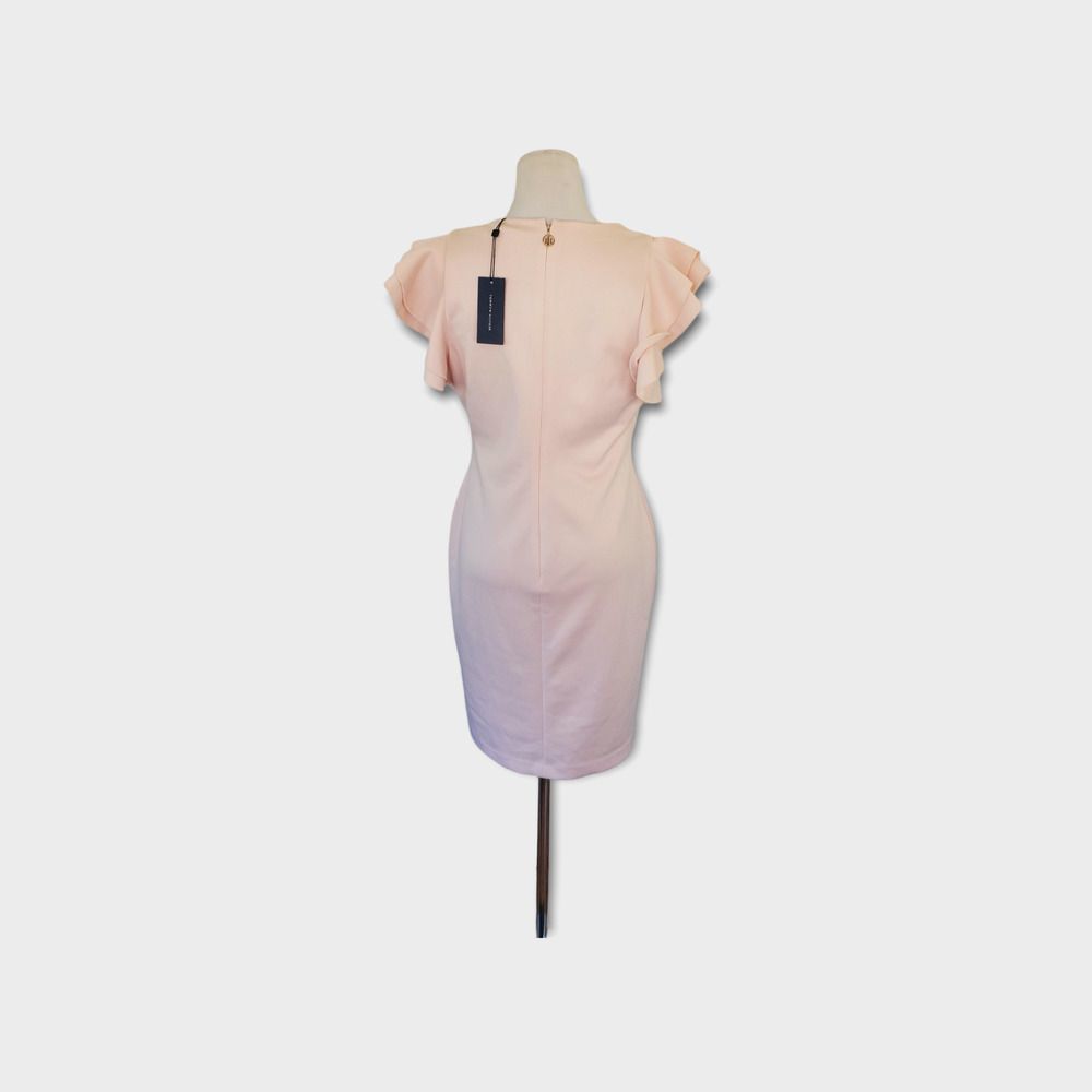 Tommy Hilfiger Light Pink Flutter Sleeve Scuba Sheath Dress Sz 12 - Picture 4 of 6